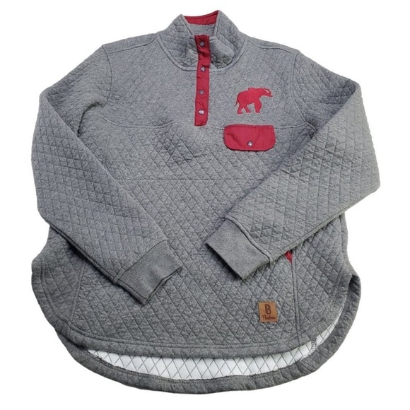 Alabama Crimson Tide Pressbox Magnum Quilted Quarter-Snap Pullover Medium Gray - Picture 1 of 10